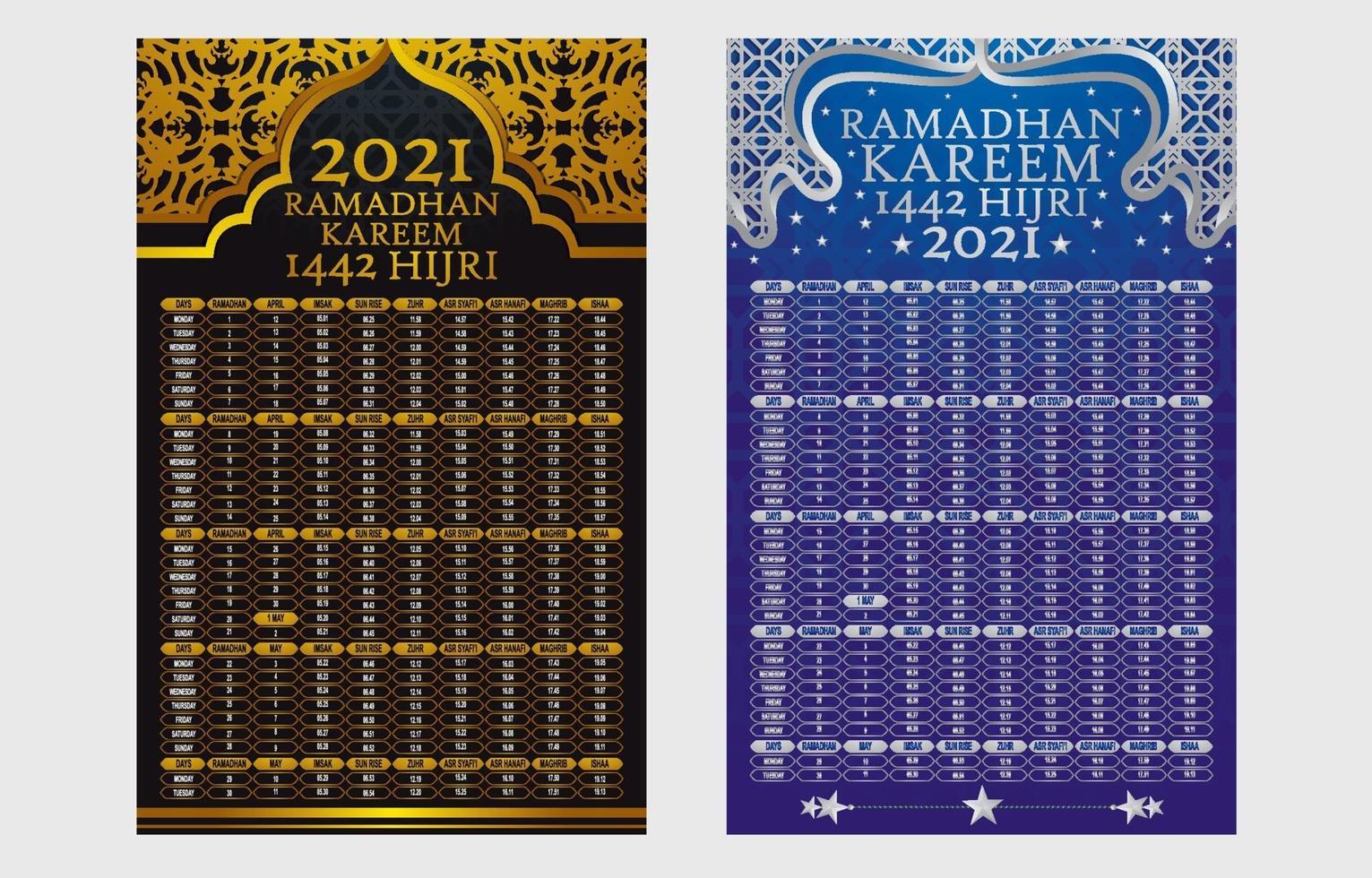 Eid Calendar Template Design vector