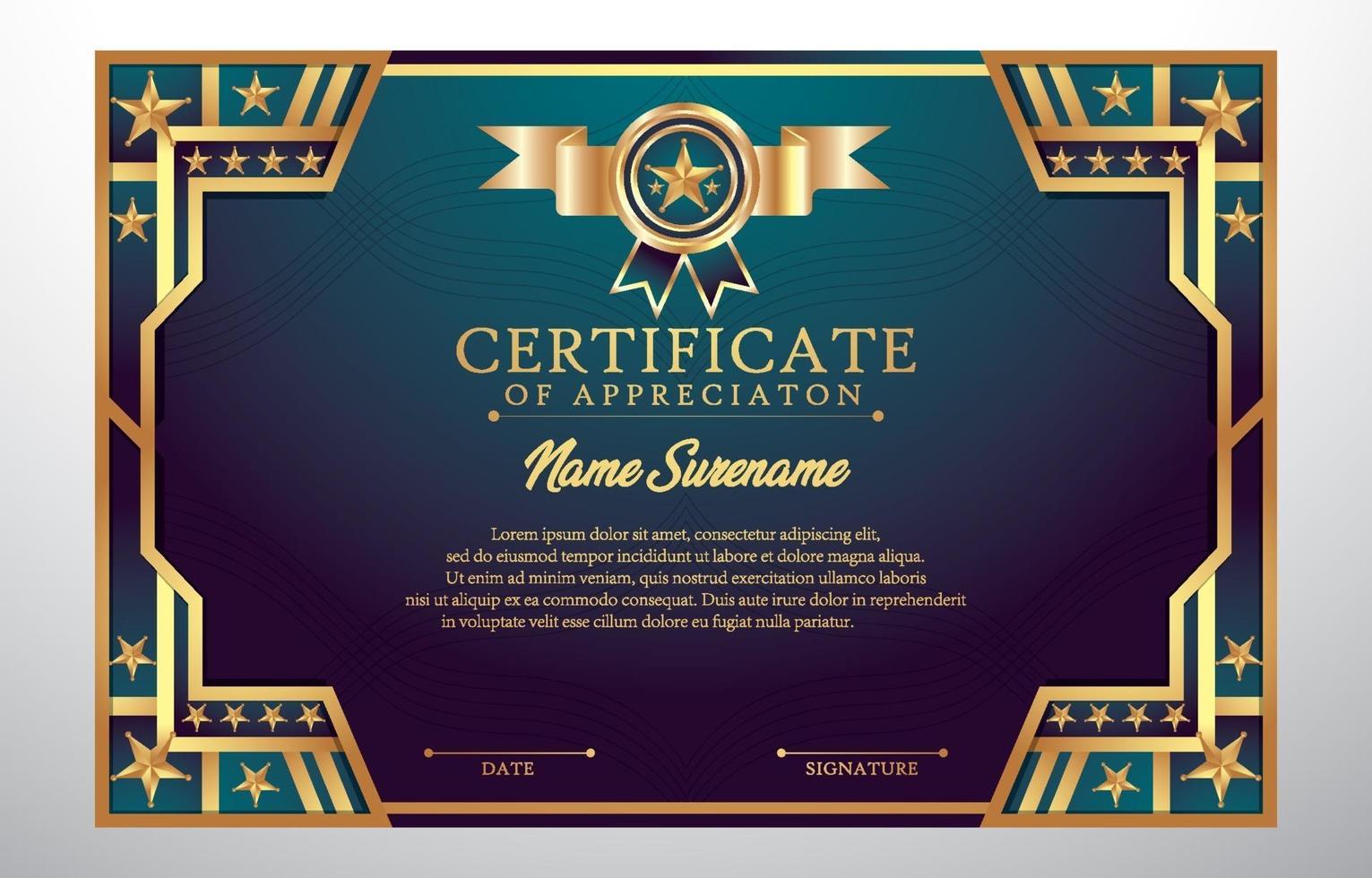 Certificado de concepto de reconocimiento de logros. vector