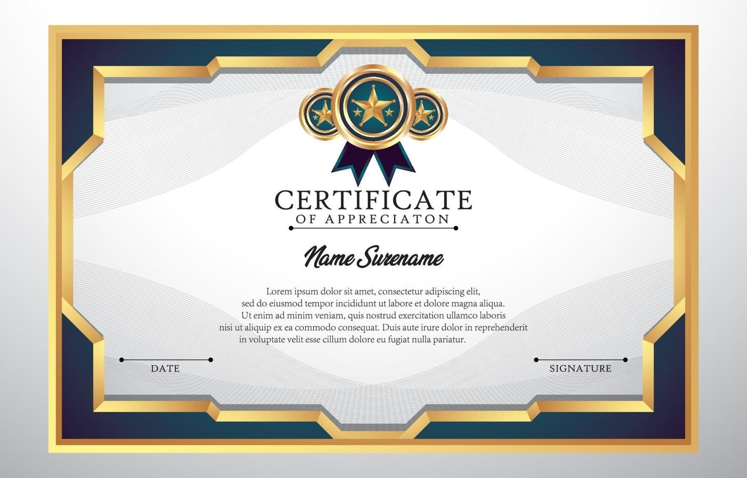 certificado de certificado de reconocimiento concepto vector