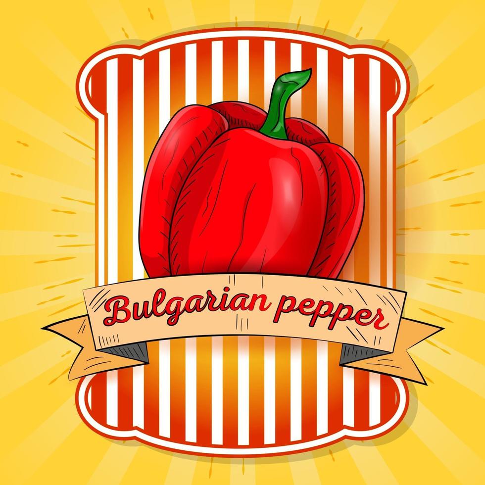 Label illustration of sweet bell pepper vector