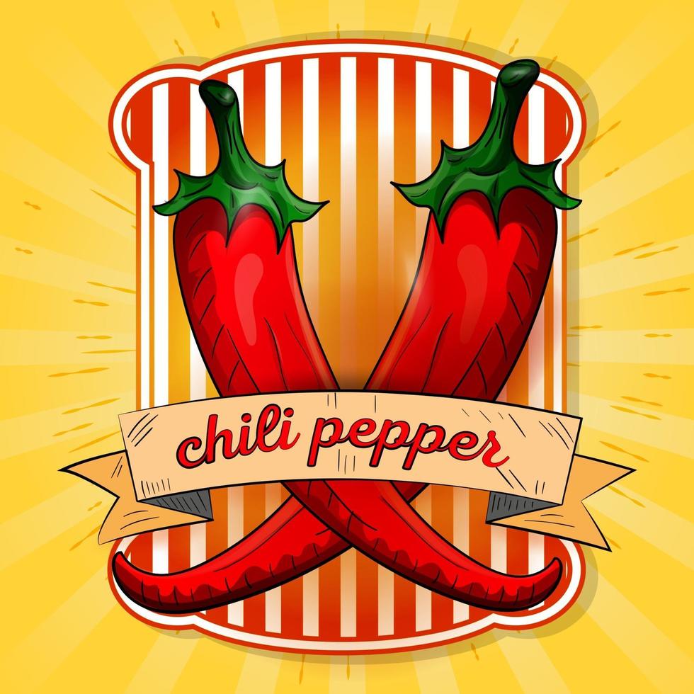 Label illustration of two hot chili peppers vector