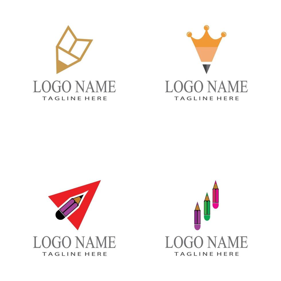lápiz, logotipo, plantilla, vector, símbolo, diseño vector