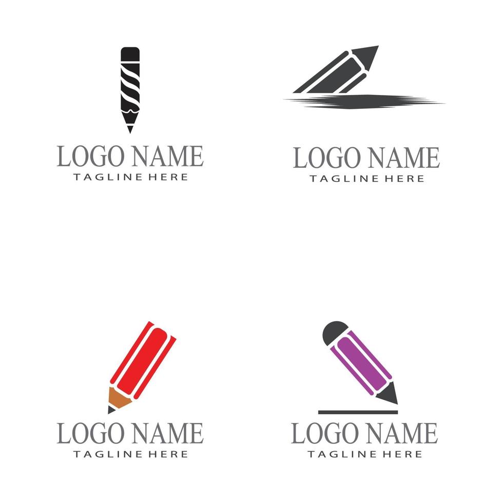 lápiz, logotipo, plantilla, vector, símbolo, diseño vector