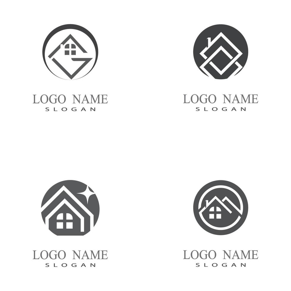 diseño de logotipos inmobiliarios, inmobiliarios y de construcción vector