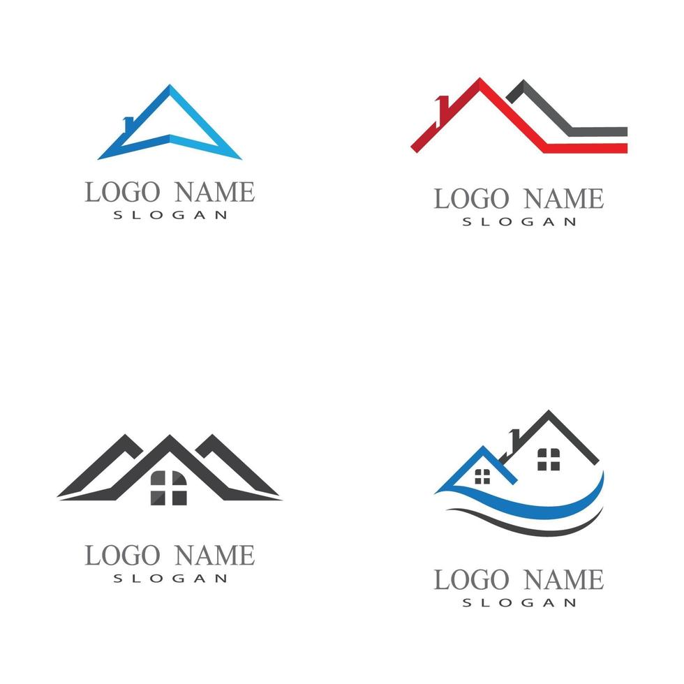 diseño de logotipos inmobiliarios, inmobiliarios y de construcción vector