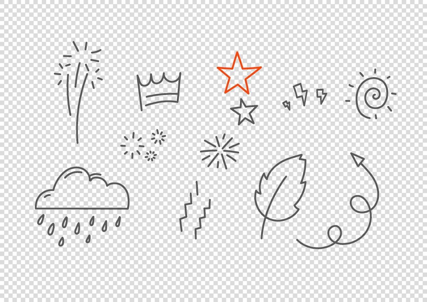 vector dibujado a mano elementos de estilo doodle aislados. elementos vectoriales para el diseño