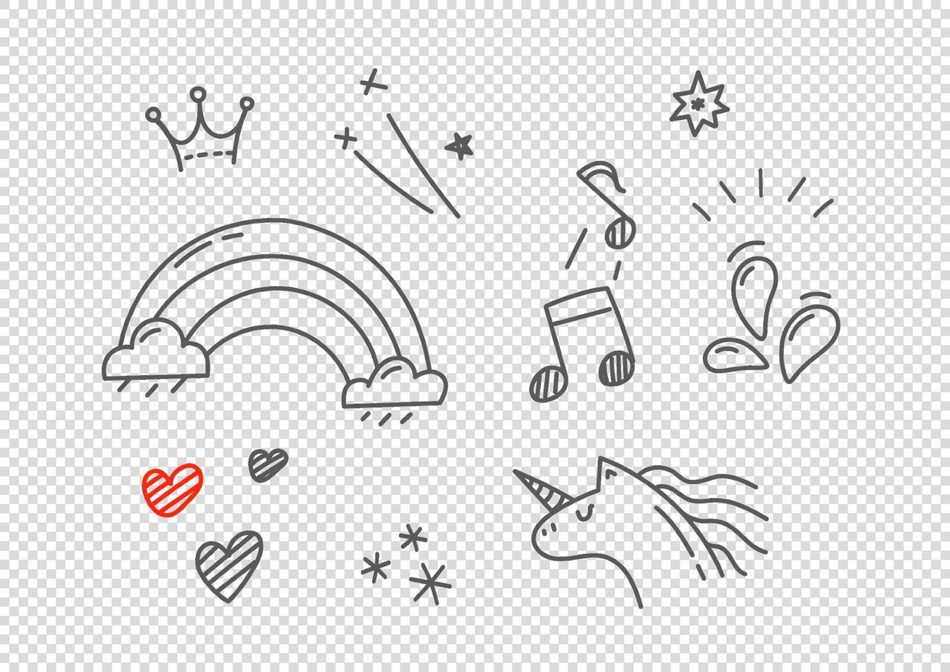 Vector hand drawn doodle style elements isolated. Vector elements for design