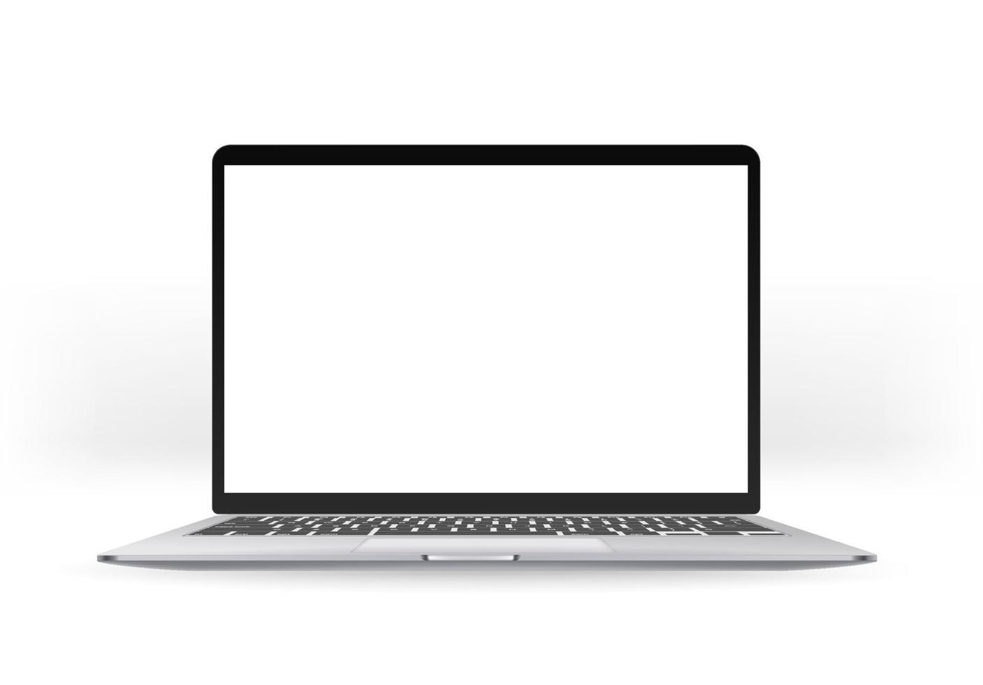 Modern laptop with empty screen isolated on white background. Mock up for a design vector