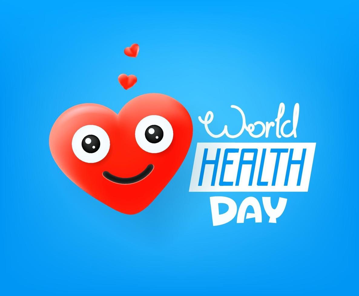 International health day. Cute red heart vector emoji
