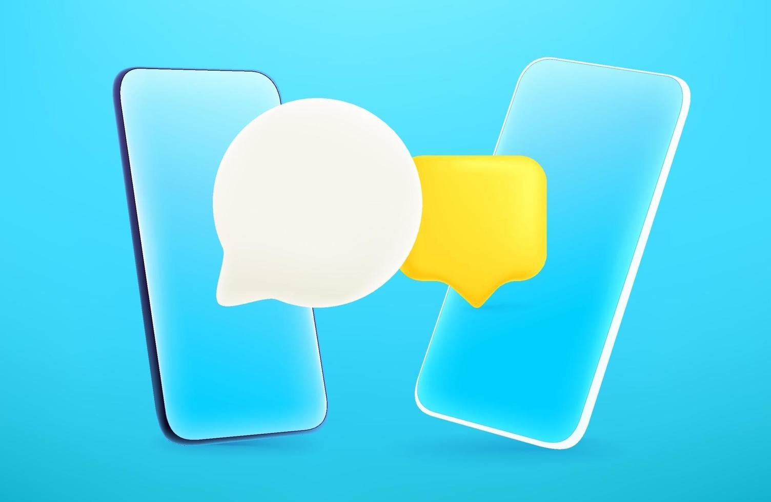 Modern smartphone with chat balloons. 3d comic style editable vector illustration