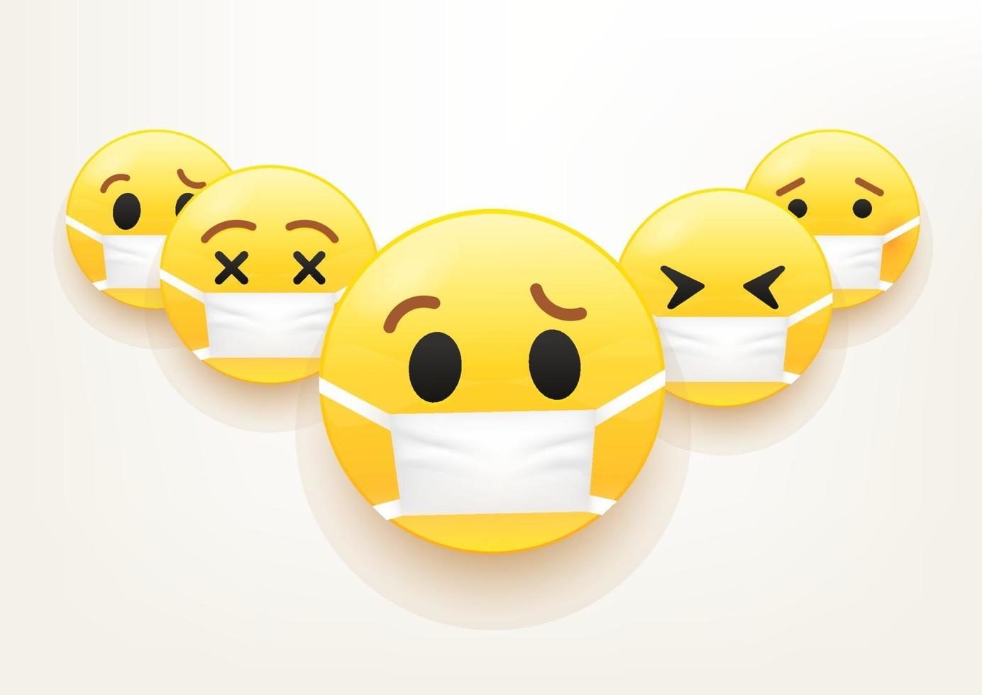 concepto de vector de epidemia de gripe. grupo de emoji con máscara