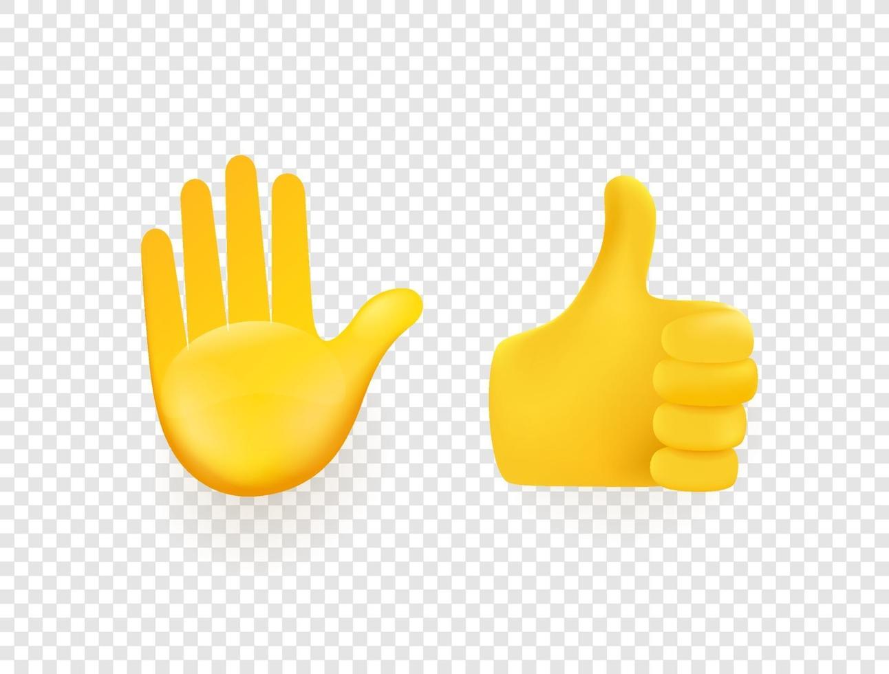 Yellow 3d vector hands isolated