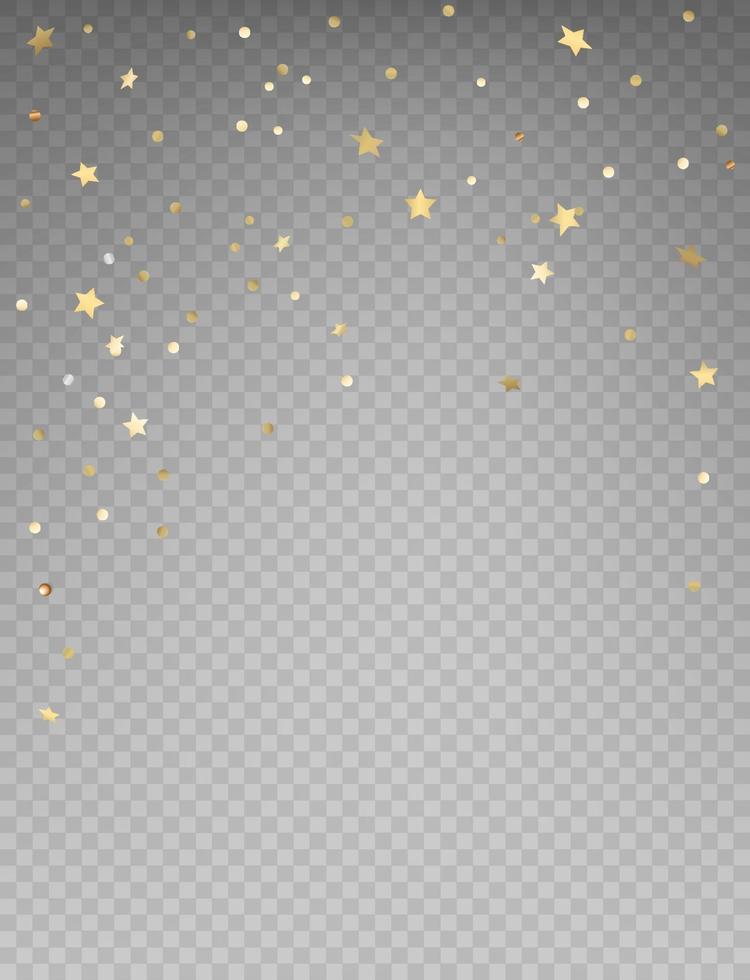 confeti dorado vertical vector clipart. Confeti de oro volador de lujo y estrellas aisladas