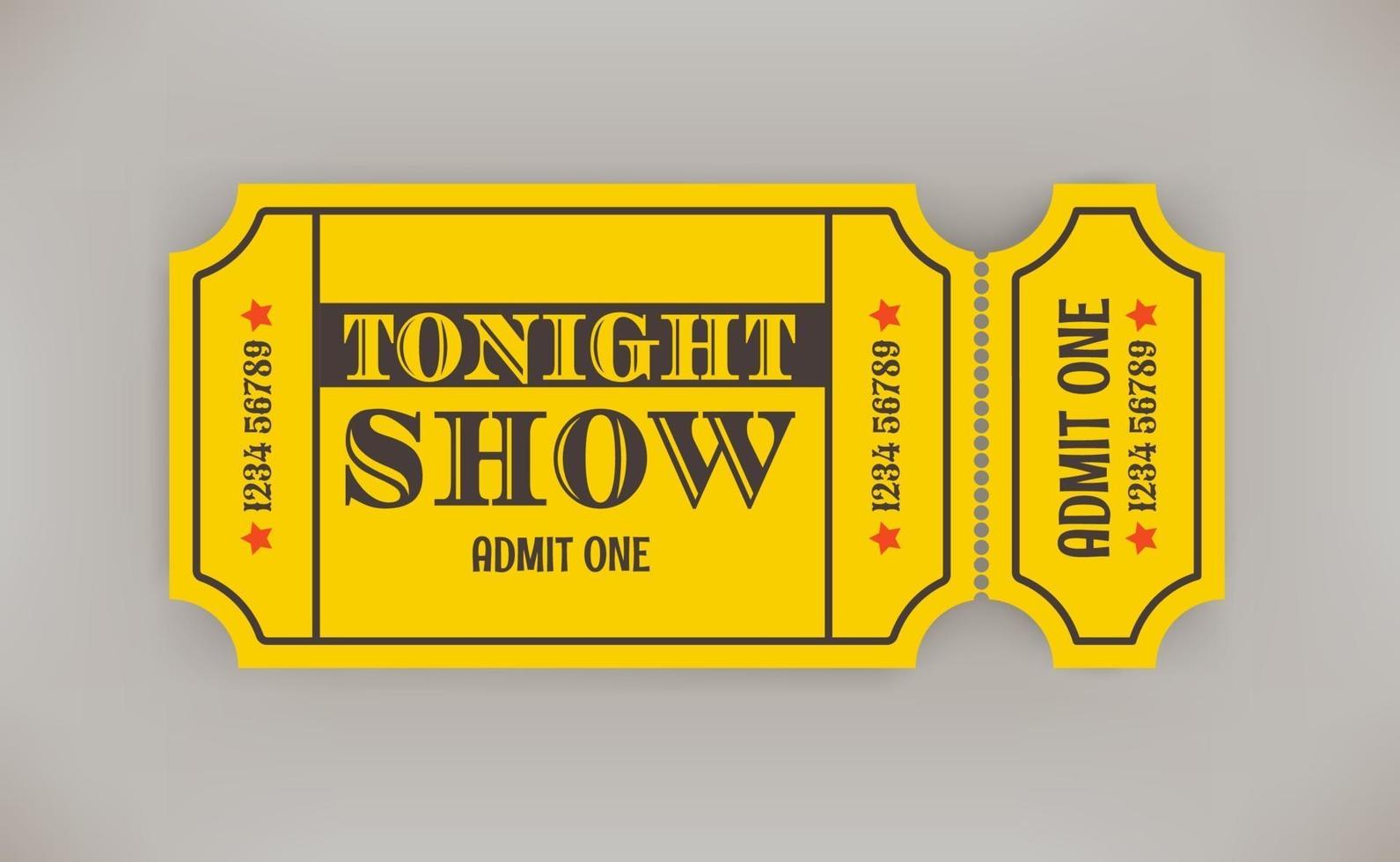 Retro style paper tonight show ticket with shadow vector