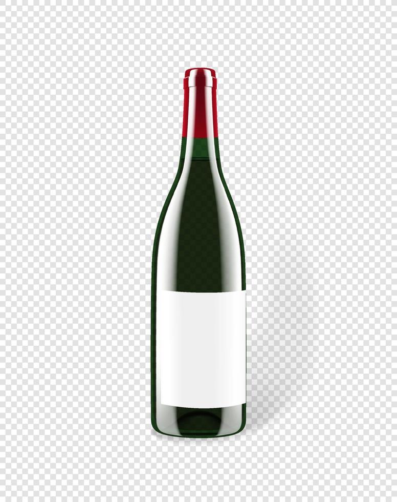 White wine in a glass bottle isolated. Mockup for design vector