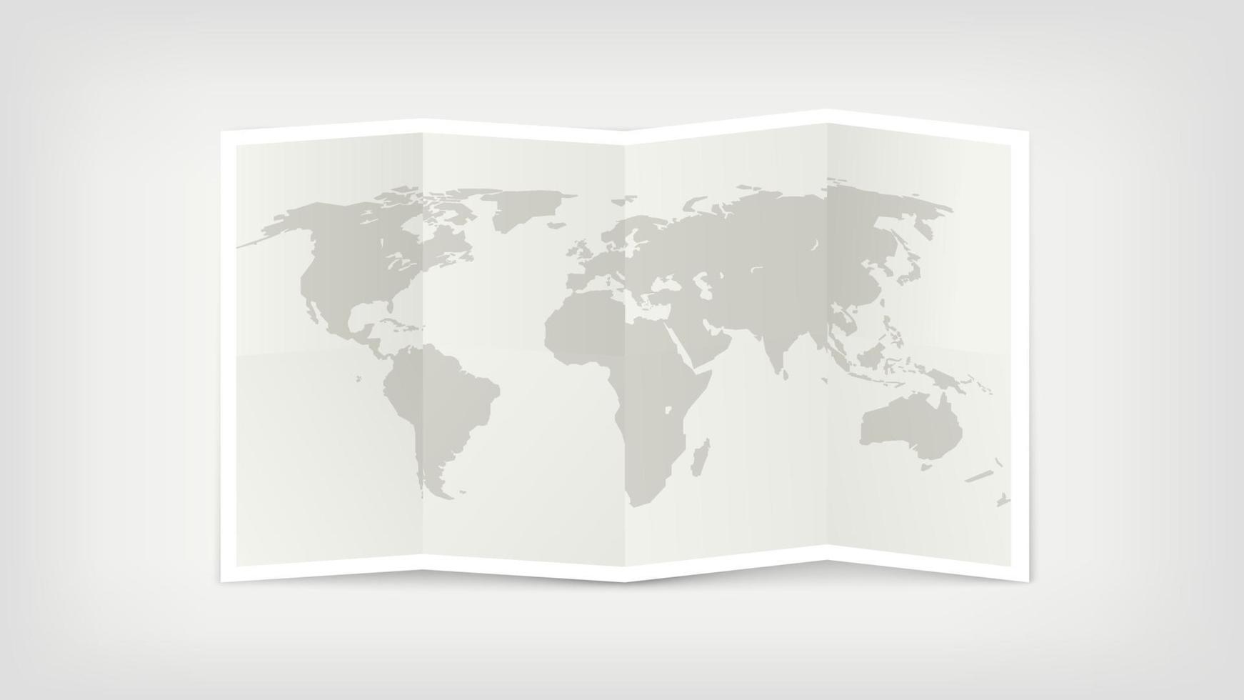 mapa del mundo de papel. Ilustración de vector de mapa doblado