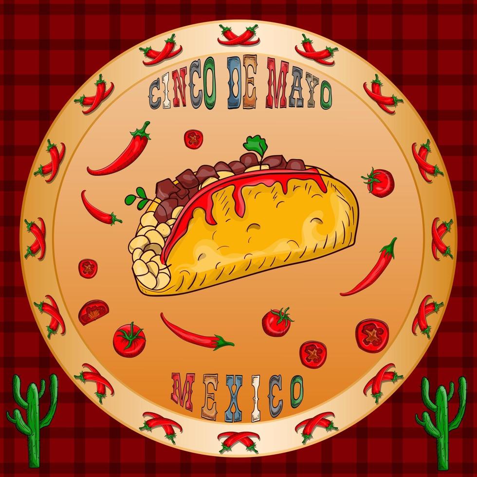 diseño de ilustración sobre el tema mexicano de la celebración del cinco de mayo vector