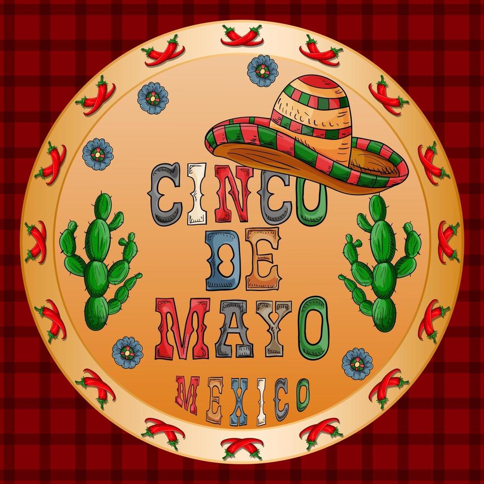 diseño de ilustración sobre el tema mexicano de la celebración del cinco de mayo vector