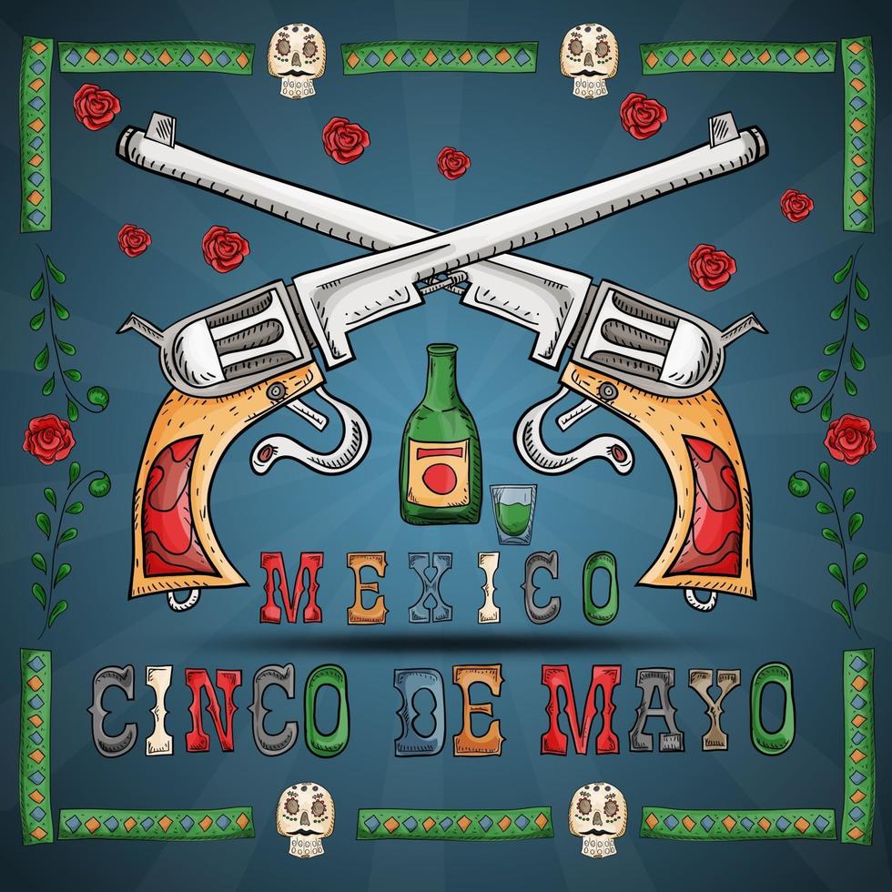 diseño de ilustración sobre el tema mexicano de la celebración del cinco de mayo vector