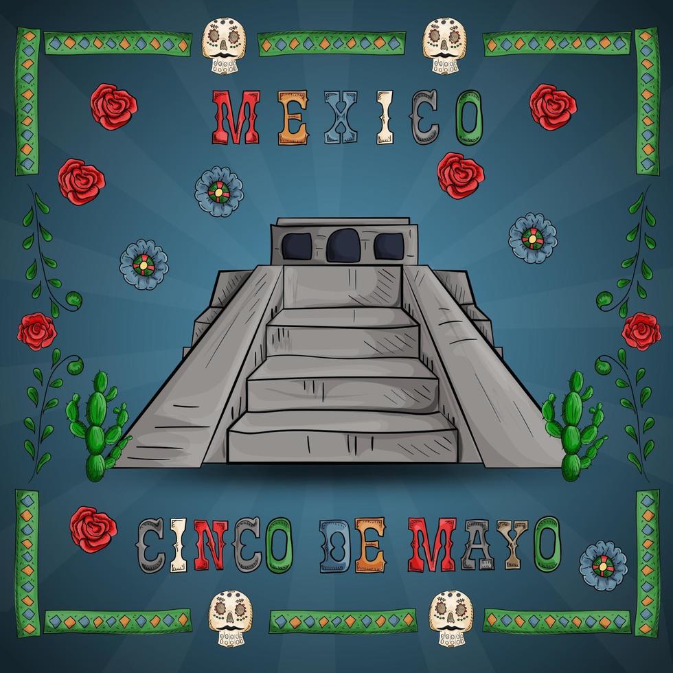 diseño de ilustración sobre el tema mexicano de la celebración del cinco de mayo vector