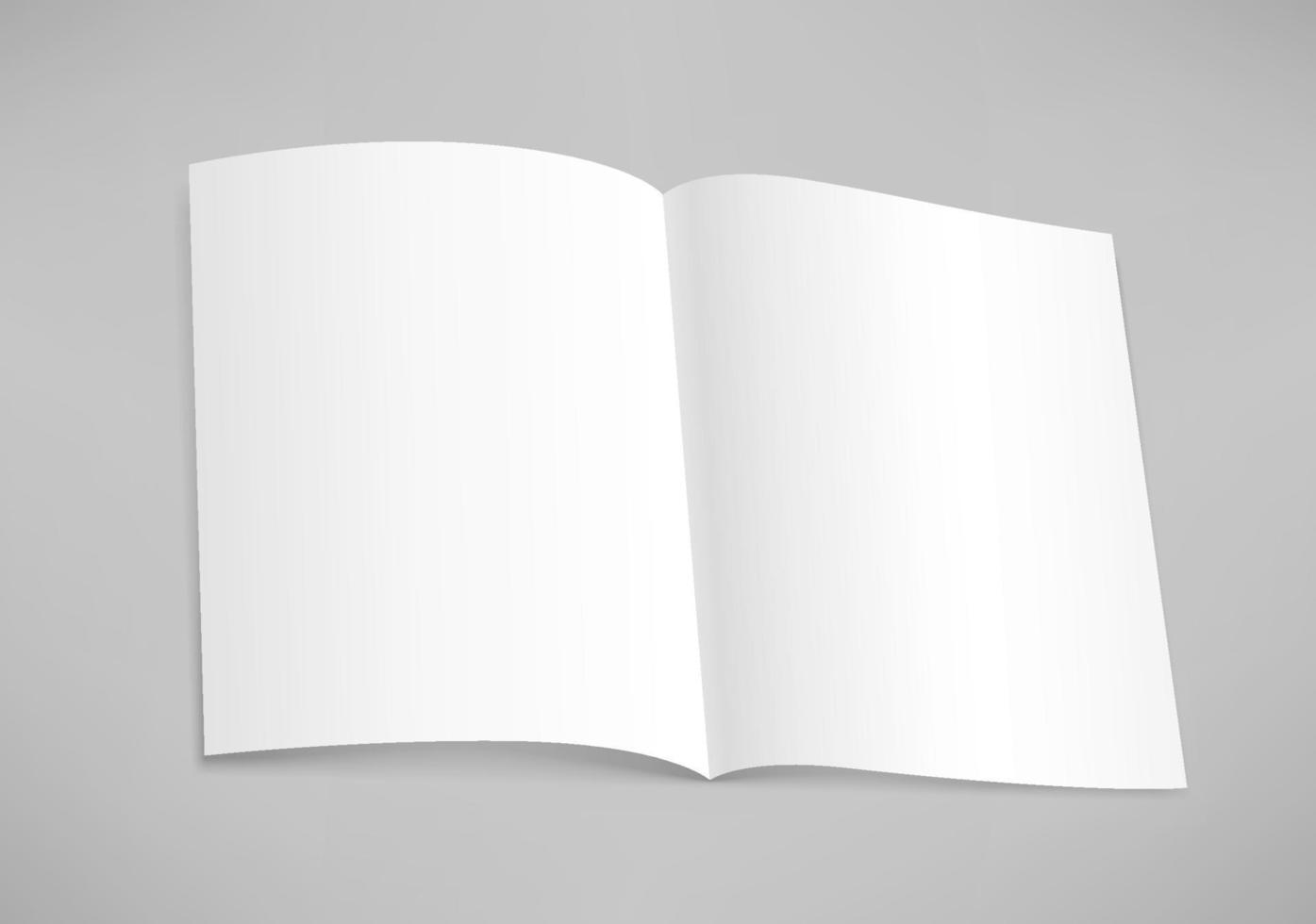 Blank paper book on grey background. Template for design. Vector mockup