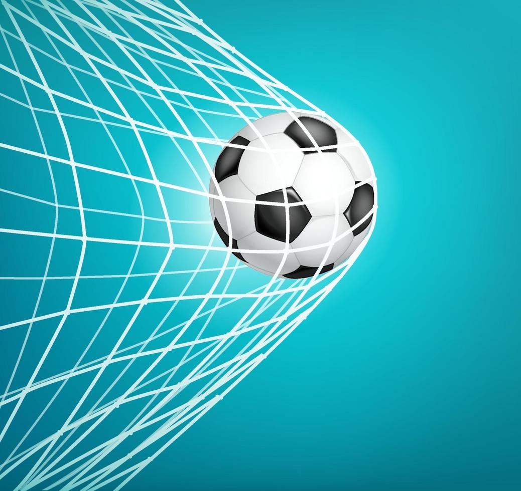 Soccer ball into the net. Goal. vector