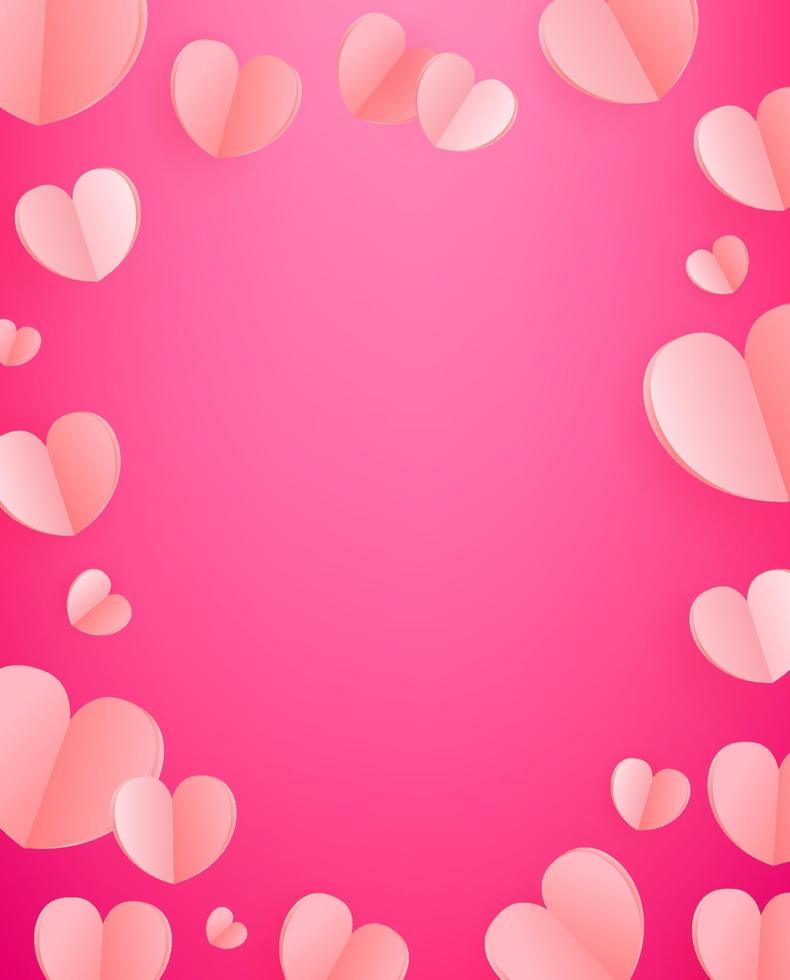 Vector background of pink hearts. Template for greeting card, cover, presentation