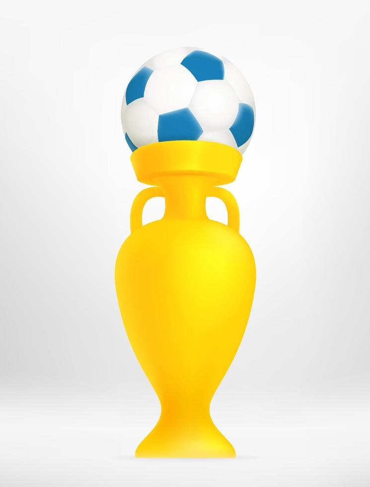 Copa de fútbol con balón de fútbol. el concepto ganador vector