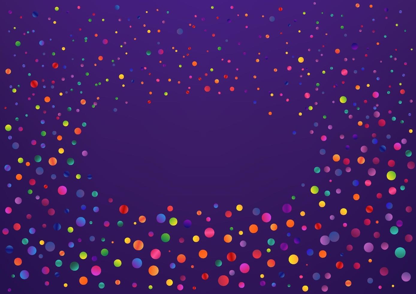 Confeti de círculo de colores sobre fondo violeta. fondo abstracto del vector