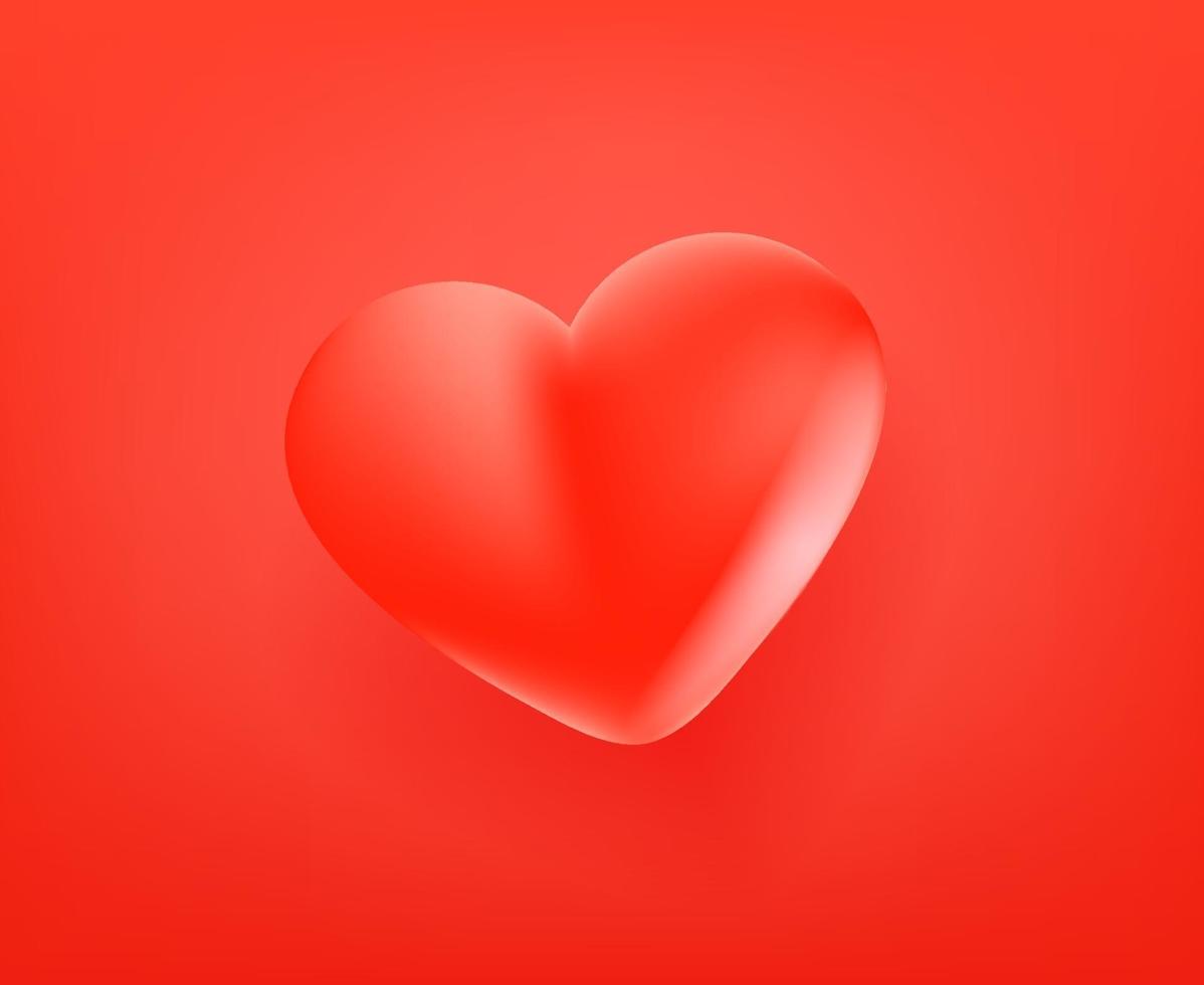 Red cute heart icon. 3d comic style editable vector illustration