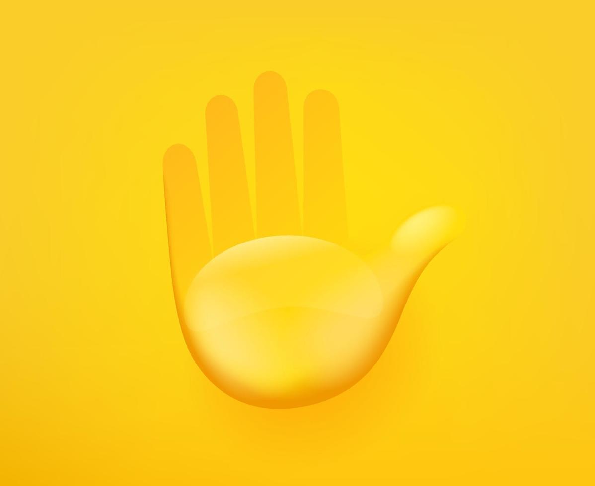 mano humana. hola concepto. Ilustración vectorial editable de estilo cómico 3D vector