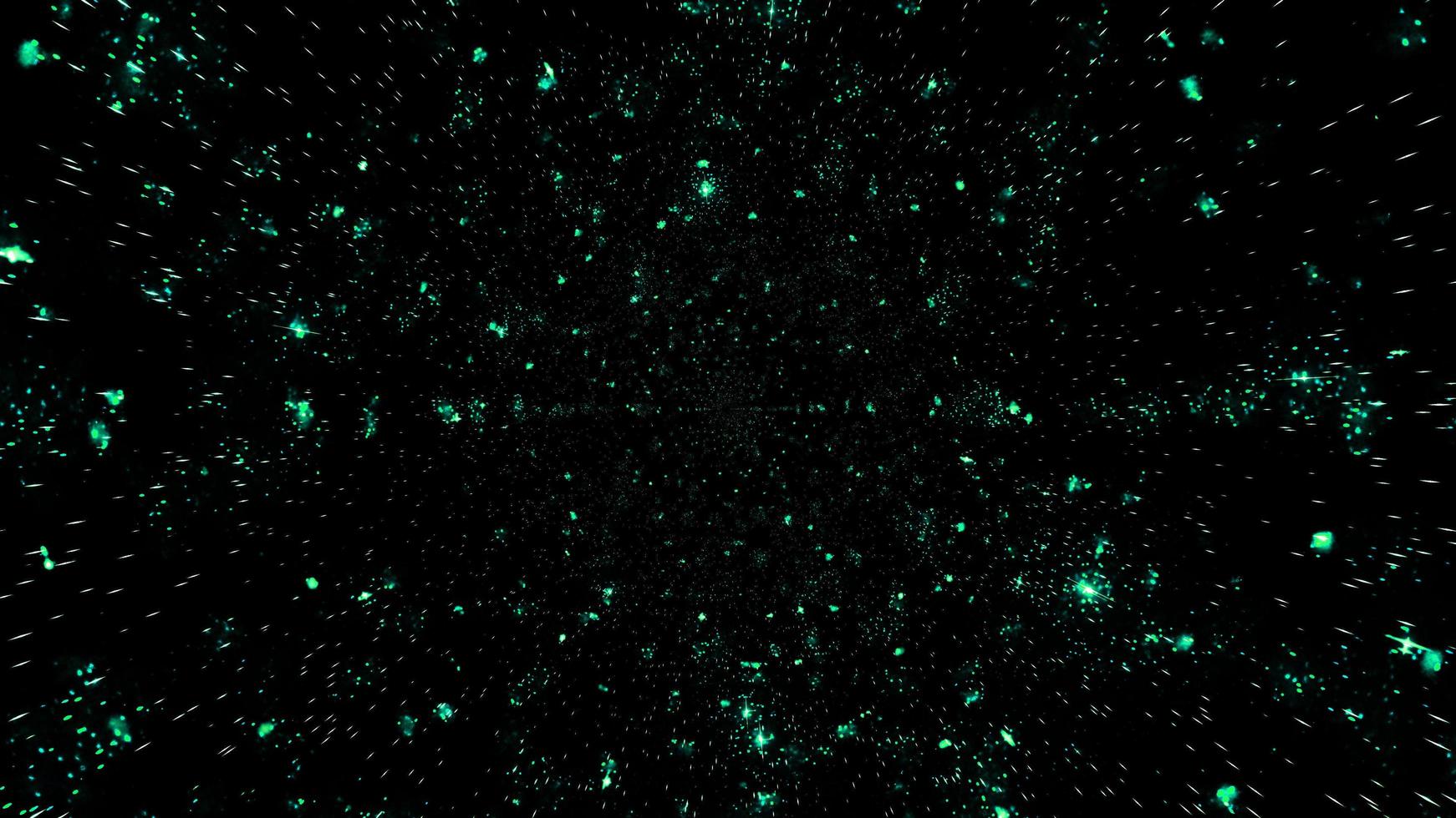 Glowing lights in dark night sky in 3D illustration photo
