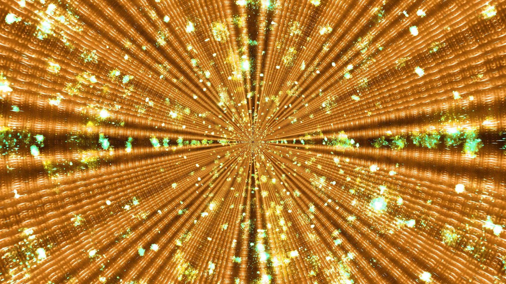 3D illustration of ornamental golden pattern with symmetric rays photo