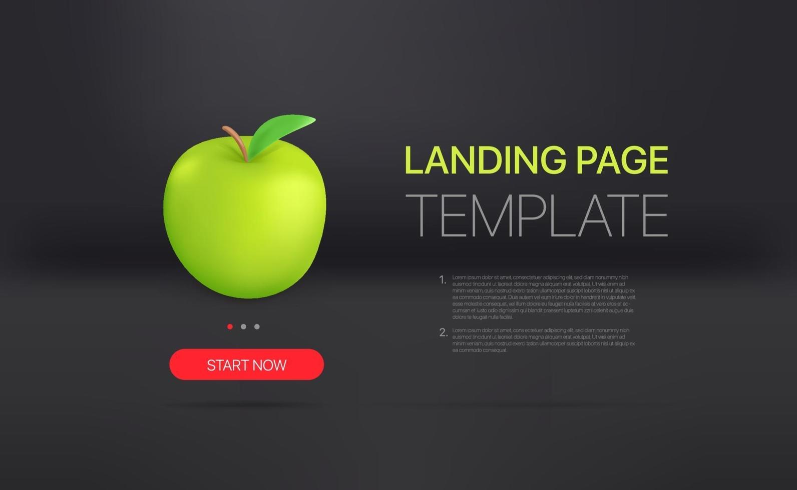 Promo landing page template with sample text and button vector