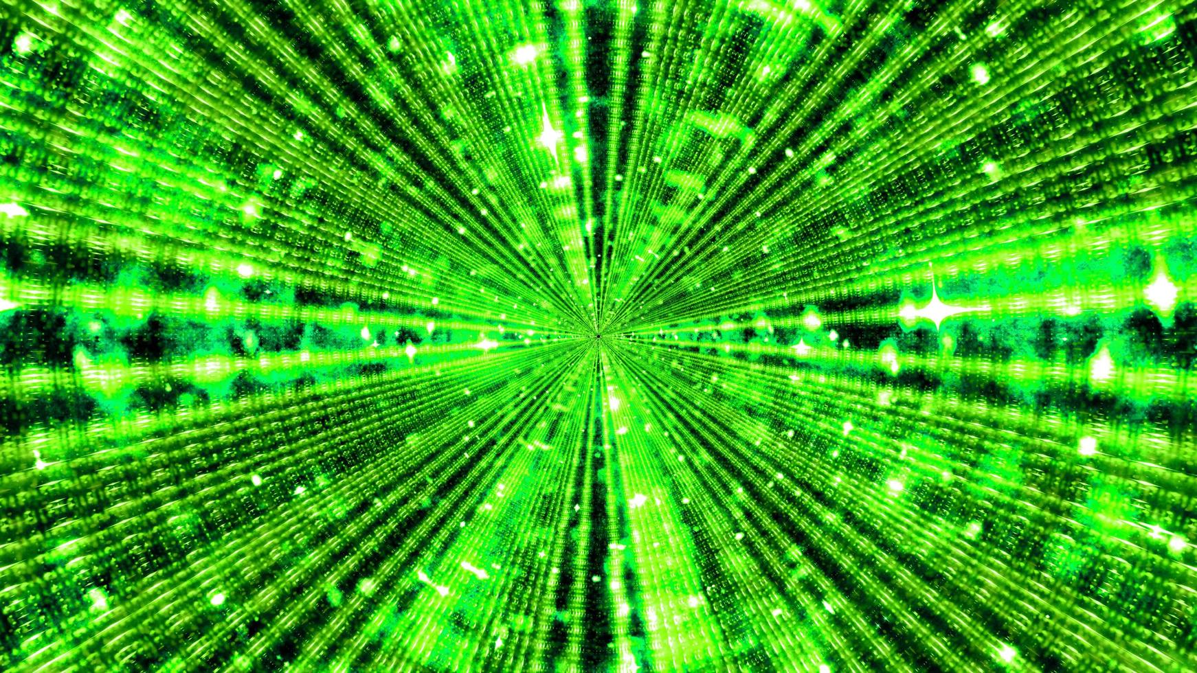 3D illustration of vivid green lights forming symmetric ornament photo