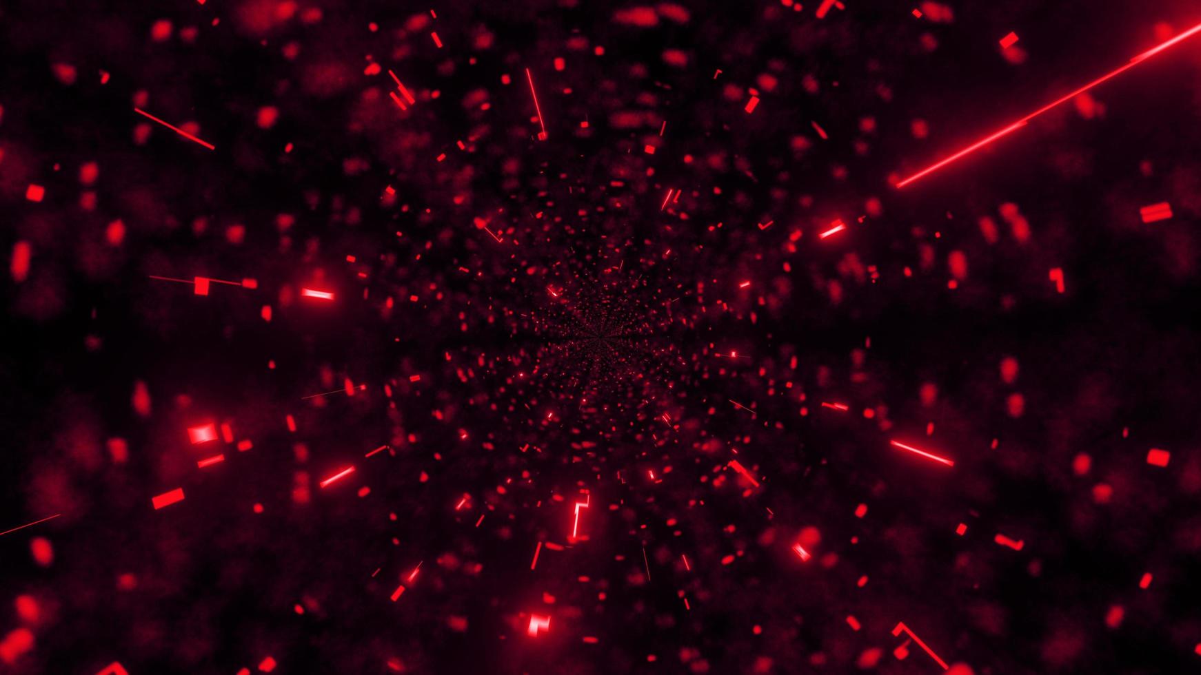 Glowing 3d illustration of red beams forming dark tunnel photo