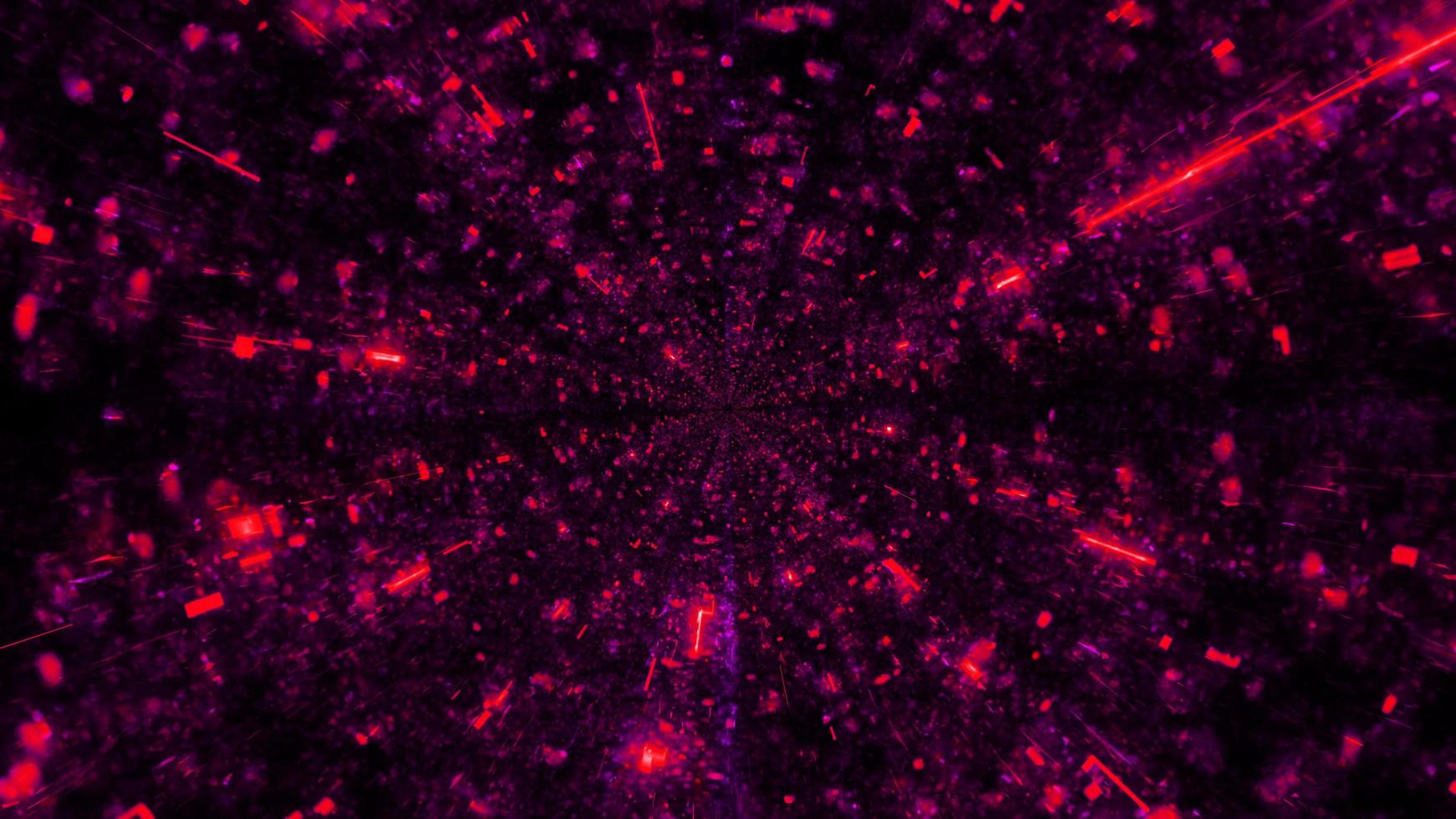 Abstract 3d illustration of glowing purple lights forming corridor photo