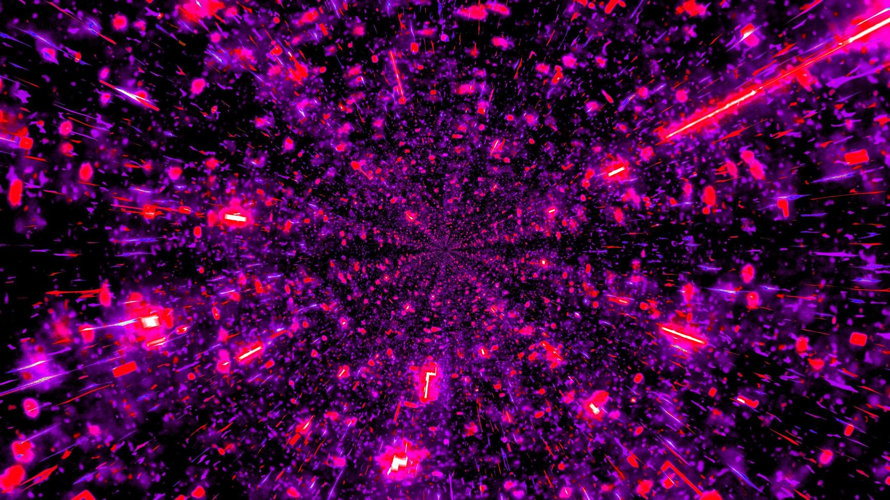 Bright 3d illustration of shiny pink beams forming corridor photo