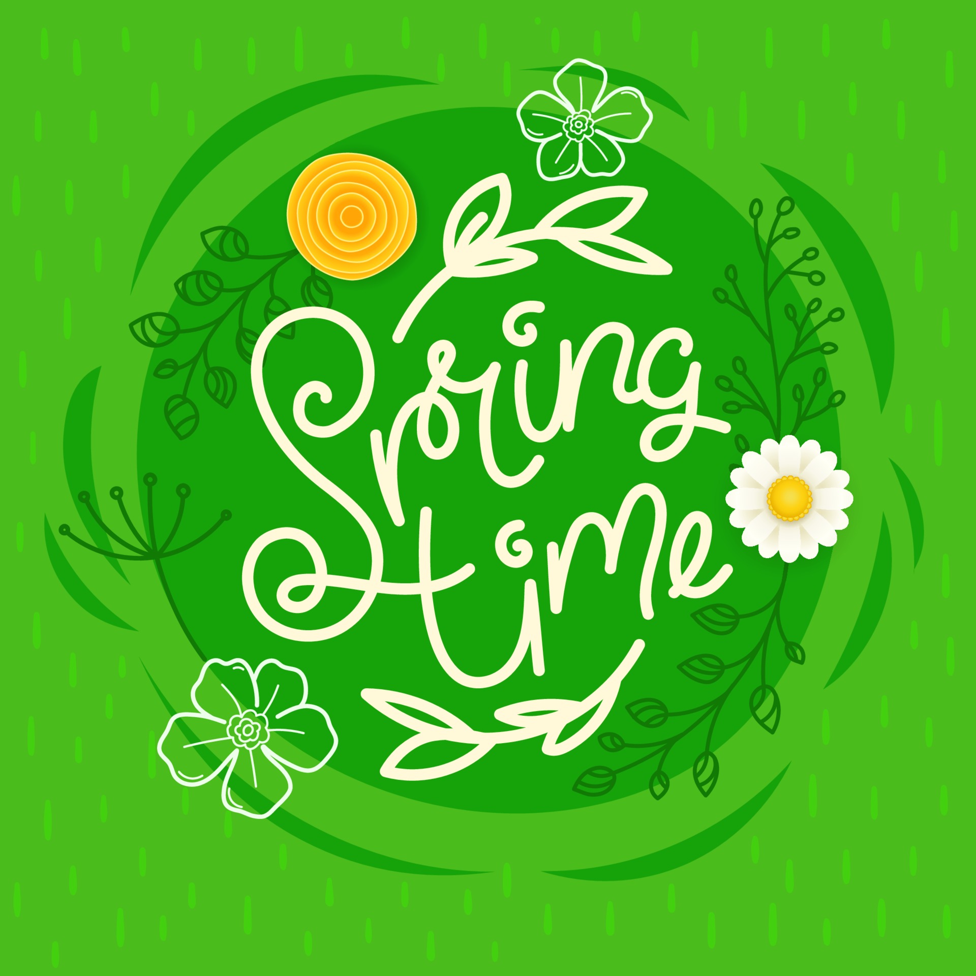 Spring time vector concept with calligraphic text 2190678 Vector Art at ...