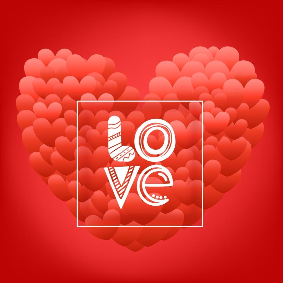 Happy valentines day greeting card with frame. Love. vector