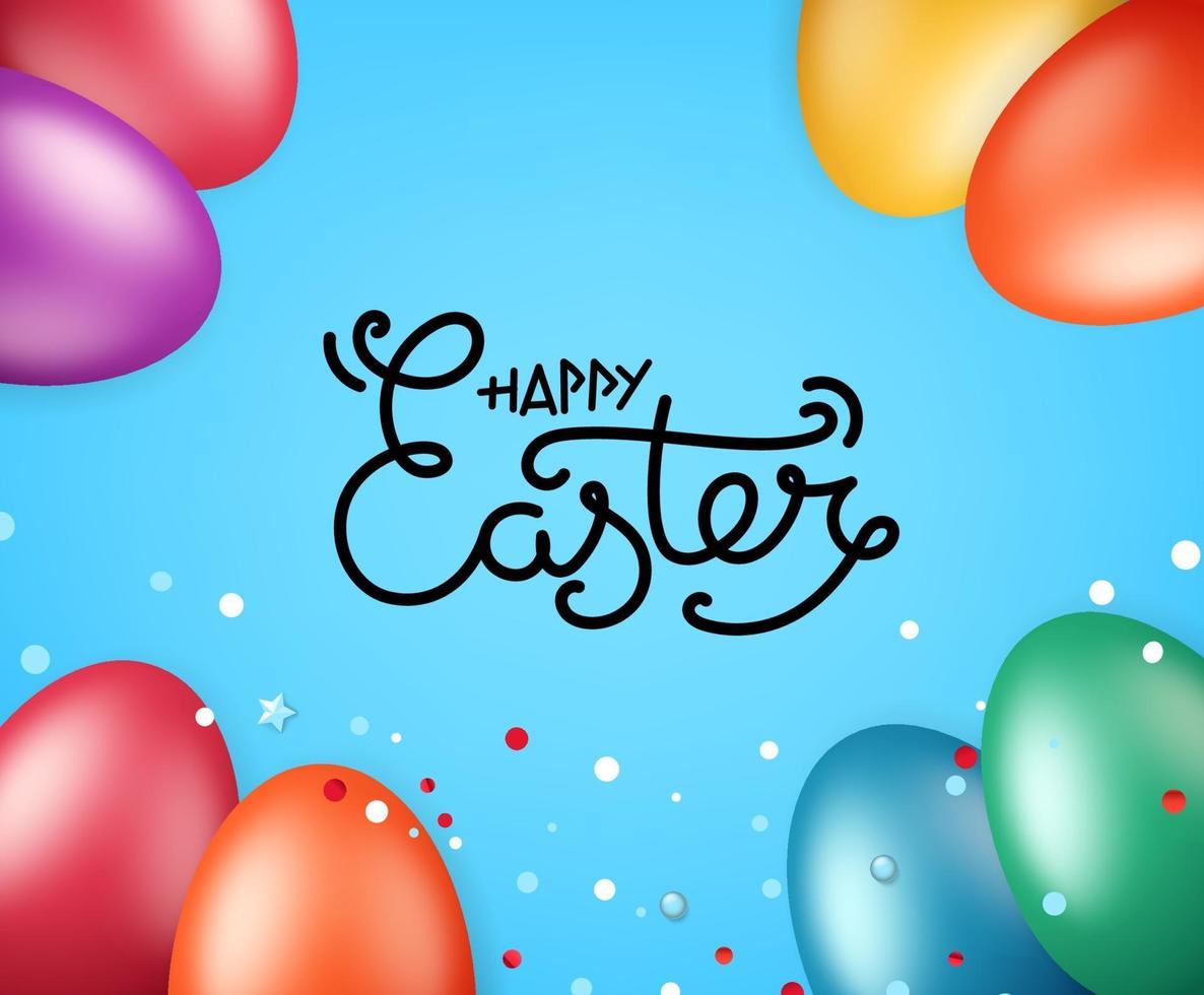 Happy Easter greeting card. Vector illustration with holiday elements