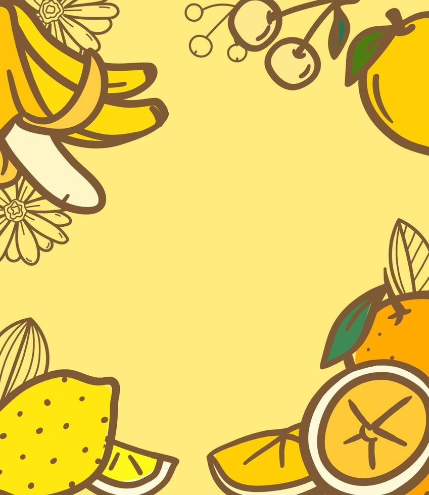 Summer fruits background with copy space for text. Vector banner template