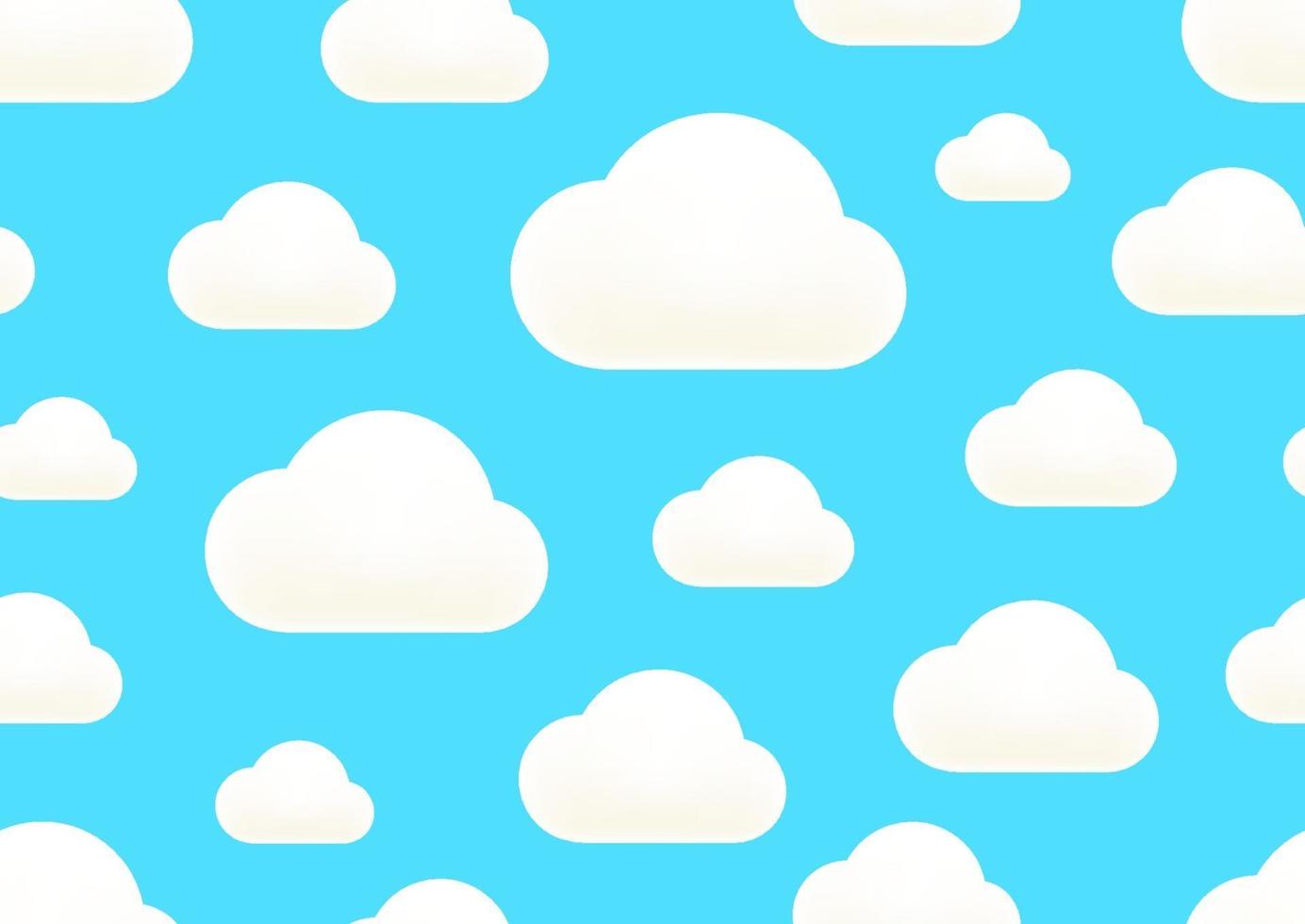 Clouds in the sky. White cloud on blue, vector seamless background