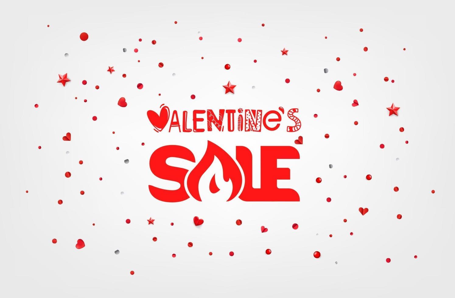 Valentines Day sale banner. Abstract geometric color background with confettis vector