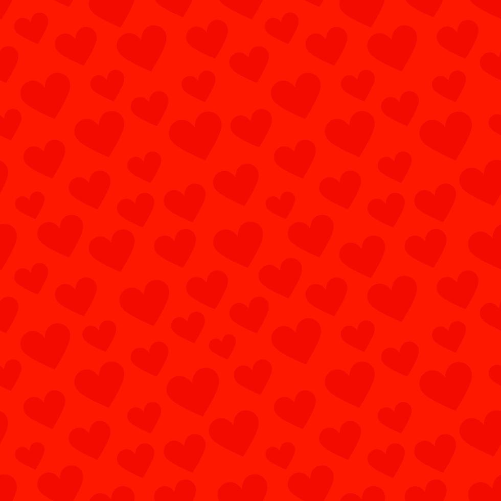 Valentines Day seamless vector pattern with red hearts