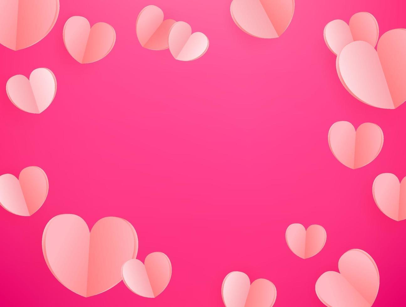 Vector background of pink hearts. Template for greeting card, cover, presentation