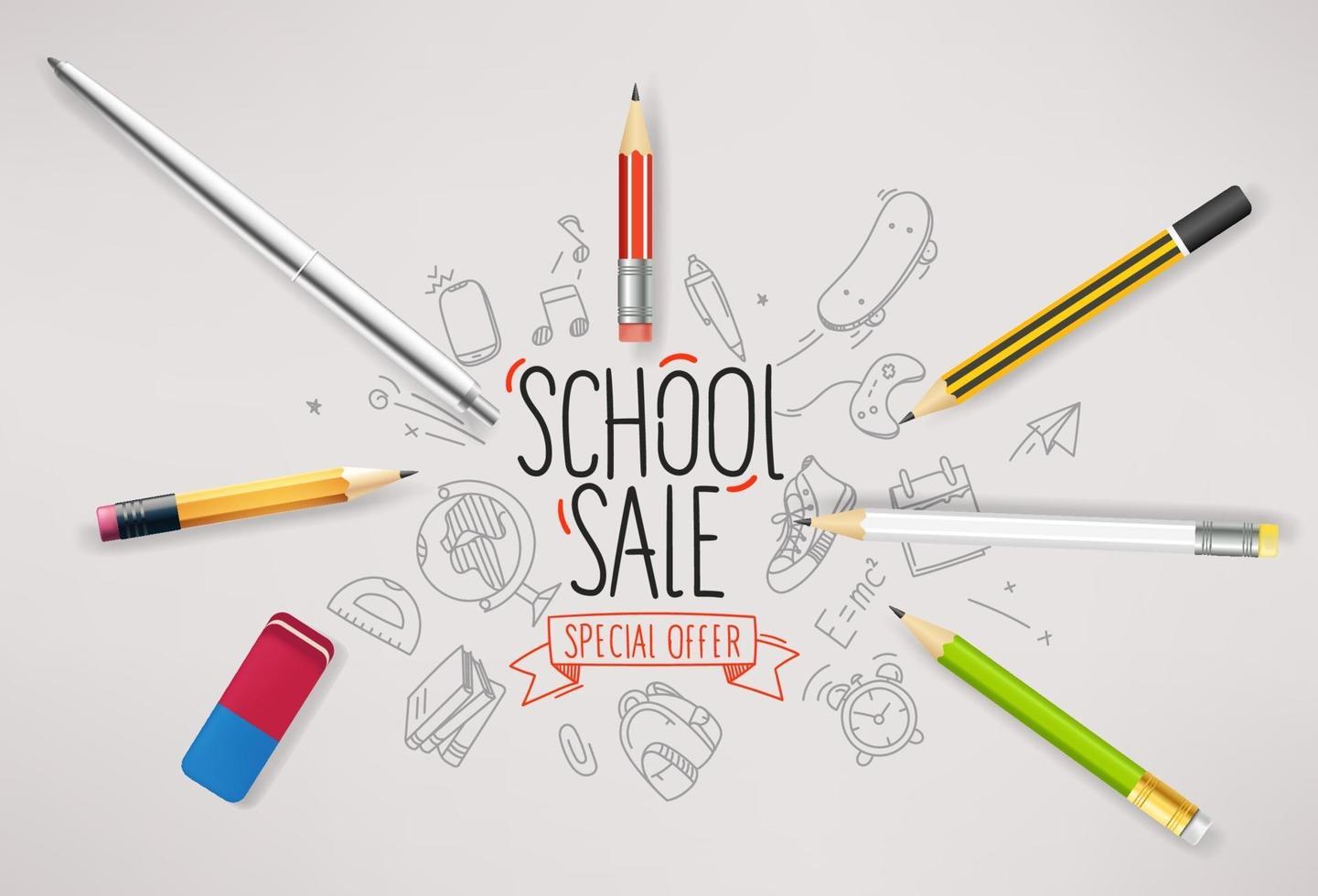 Back to school special offer vector banner