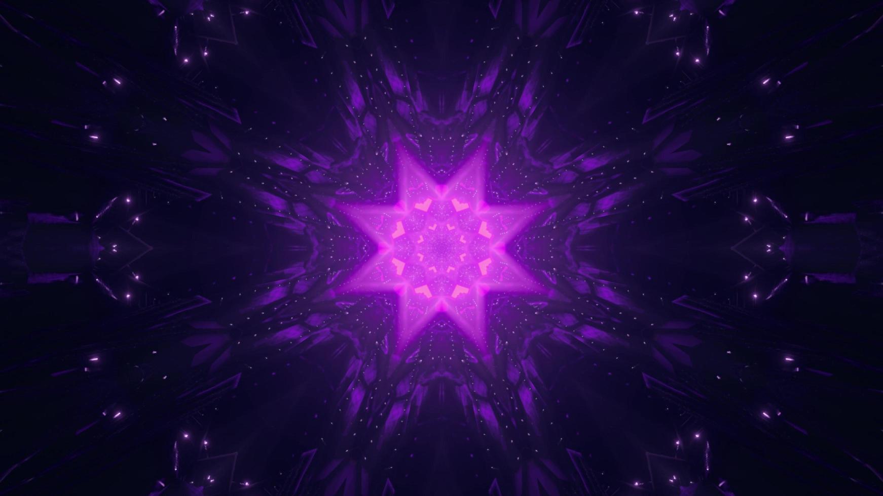 Ilustración 3d de adorno en forma de estrella violeta foto