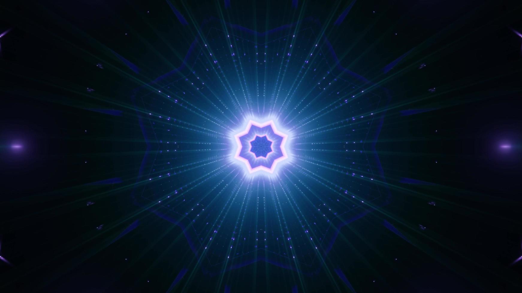 Star shaped neon ornament 3D illustration photo