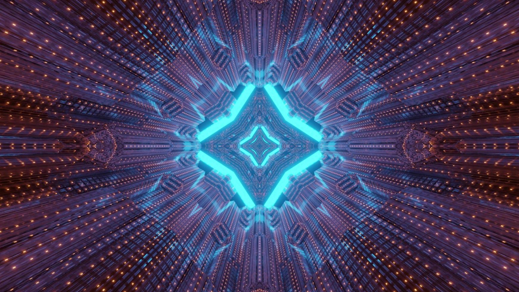 Abstract futuristic tunnel with neon light reflections 3d illustration photo
